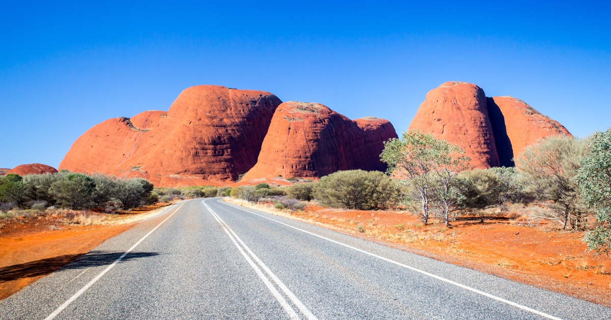 Highway with majestic view to The Olgas